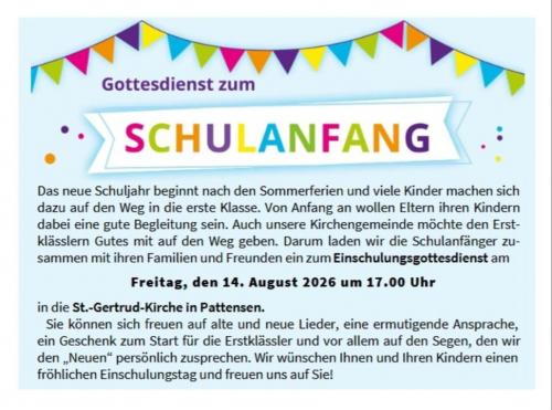 Schulanfängergottesdienst 2026